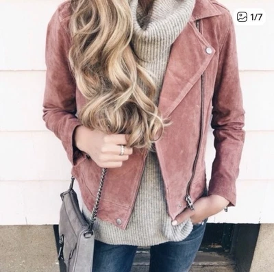 Blank NYC Blush Pink Suede Motorcycle Moto Jacket Small - Image 1 of 4