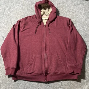 Levi’s Sherpa Lined Hooded Sweater Jacket Mens 2XL Full Zip Pockets Burgundy - Picture 1 of 9