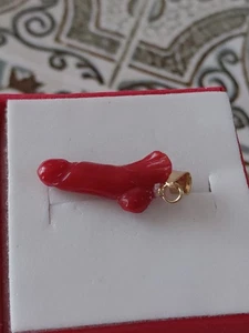  AMULETO  PISELLO PORTAFORTUNA  IN CORALLO ROSSO DELLA SARDEGNA  con argento 925 - Foto 1 di 14