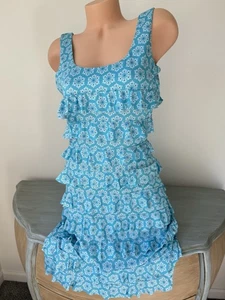 Vestido sin mangas TANGO MANGO $129 M elástico floral con volantes en capas azul azulado - Imagen 1 de 9