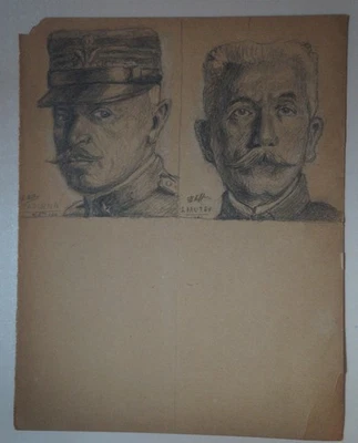 GENERAUX LYAUTEY et CARDONA 1916  Dessins d'enfance de CHARLES KIFFER  Cachet - Photo 1/4