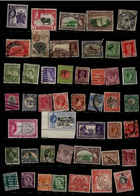 Job Lot of 45 British Empire & Commonwealth Stamps 1890-1970 VFU Mixed Bundle - Image 1 of 4