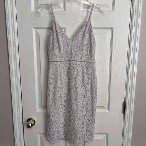 OFF WHITE Mini abito ASTR The Label pizzo overlay bianco sporco taglia media spalline spaghetti