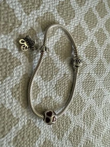 Pandora Echt Armband 925 mit Freundschaft Schmetterling und Herzen Charm - Bild 1 von 7
