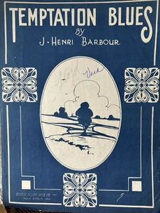 B 1919 9x12 Spartiti Ragtime "TEMPTATION BLUES' di J. Berni Barbour - Foto 1 di 2