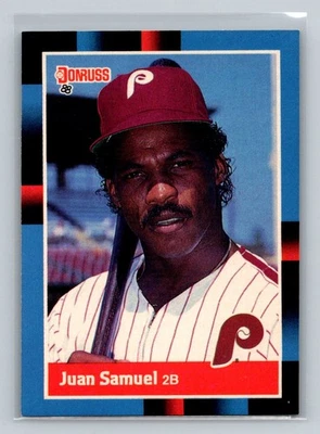 1988 Donruss #288a Juan Samuel Philadelphia Phillies Baseball Card - Image 1 of 2