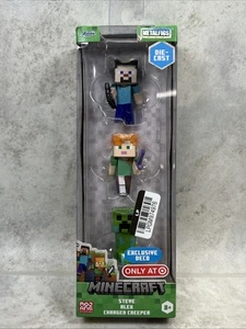 Minecraft Steve, Alex & Charged Creeper Diecast Figure 3-Pack - Picture 1 of 3