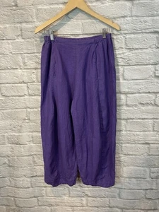 Banana Blue Australia Purple Linen Barrel Wide Leg Lagenlook Pants Sz Small - Picture 1 of 7