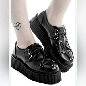 Killstar Hexellent Creepers Gothic Pentagramm Mismatch Plateau Schwarz Punk Gr. 10 - Bild 1 von 16