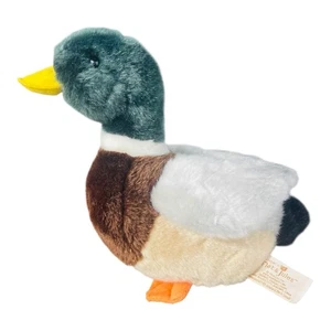 Peluche vintage Dembaco Nat & Jules Mallard Duck bloque de color marrón verde 10" - Imagen 1 de 8