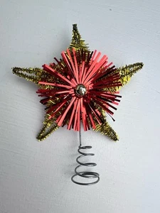 Vintage NOS Itty Bitty Collection Mini Gold Tinsel Star Christmas Tree Topper - Picture 1 of 4