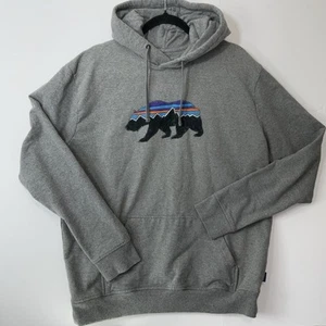 Patagonia Uprisal Hoodie Grau Fitz Roy Bear Graphic Kapuzenpullover Herren Gr. XL - Bild 1 von 6