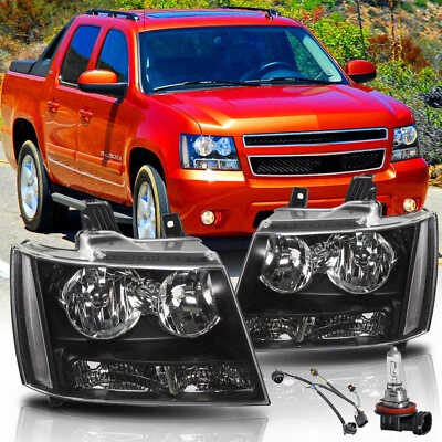 Faros negros transparentes con bombillas para Chevy Avalanche Tahoe Suburban 2007-2014 Foto 1 de 4