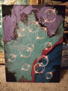 Briceno 2020 bellissimo dipinto acrilico spesso versare bolle astratte colorate 24" - Foto 1 di 12