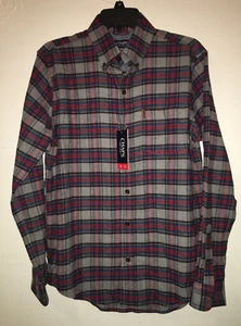 Chaps Flannel Shirt Mens Size S, Red Plaid Cotton Blend Stretch, Button Down New - Picture 1 of 6