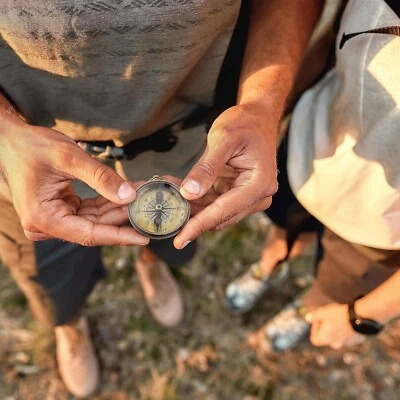 Brass Compass Gift with Display Box - Engraved Scripture Prayer Aged Brass - Image 1 of 4