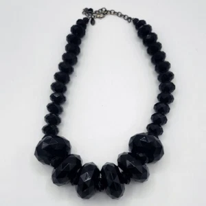 Collar De Colección FIRMADO Joan Rivers Grueso Negro Imitación Ónix Facetado Lucita Declaración - Imagen 1 de 3