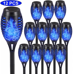 12x Solar Torch Flame Dancing Light LED Flickering Flame Lamp Outdoor Garden USA - Picture 1 of 17