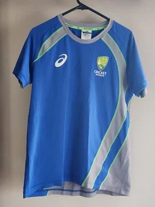 Cricket Australia Players Training Top Blue Green Grey Asics Size 14 - Picture 1 of 5