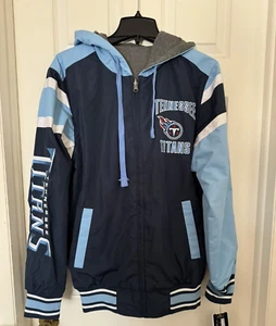 Tennessee Titans Mens Small NFL Reversible Full-Zip Hooded Jacket Navy Blue/Gray - Picture 1 of 11