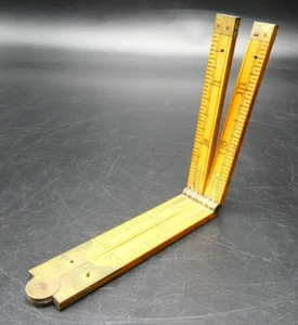 Makers Boxwood & Brass Foldable 12" Rule Ruler By J Rabone & Sons Birmingham - Picture 1 of 10