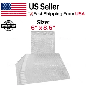 6" x 8.5" Bubble Pouches Bags Clear Self Seal Protective Cushioning Wrap 6x8 - Picture 1 of 2