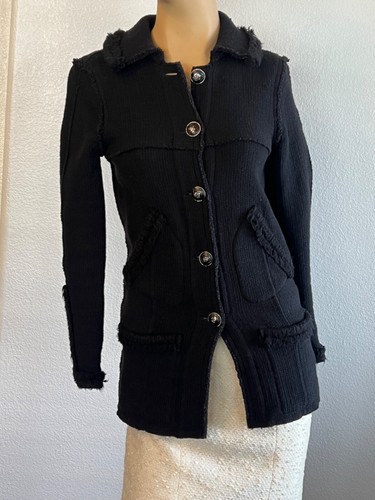 CHANEL Sport Ligne giacca cappotto di lana nera taglia 36