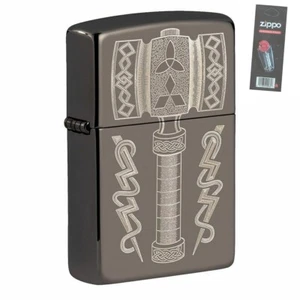 Zippo 49404 Thors Hammer Black Ice Pocket Lighter + FLINT PACK - Picture 1 of 1