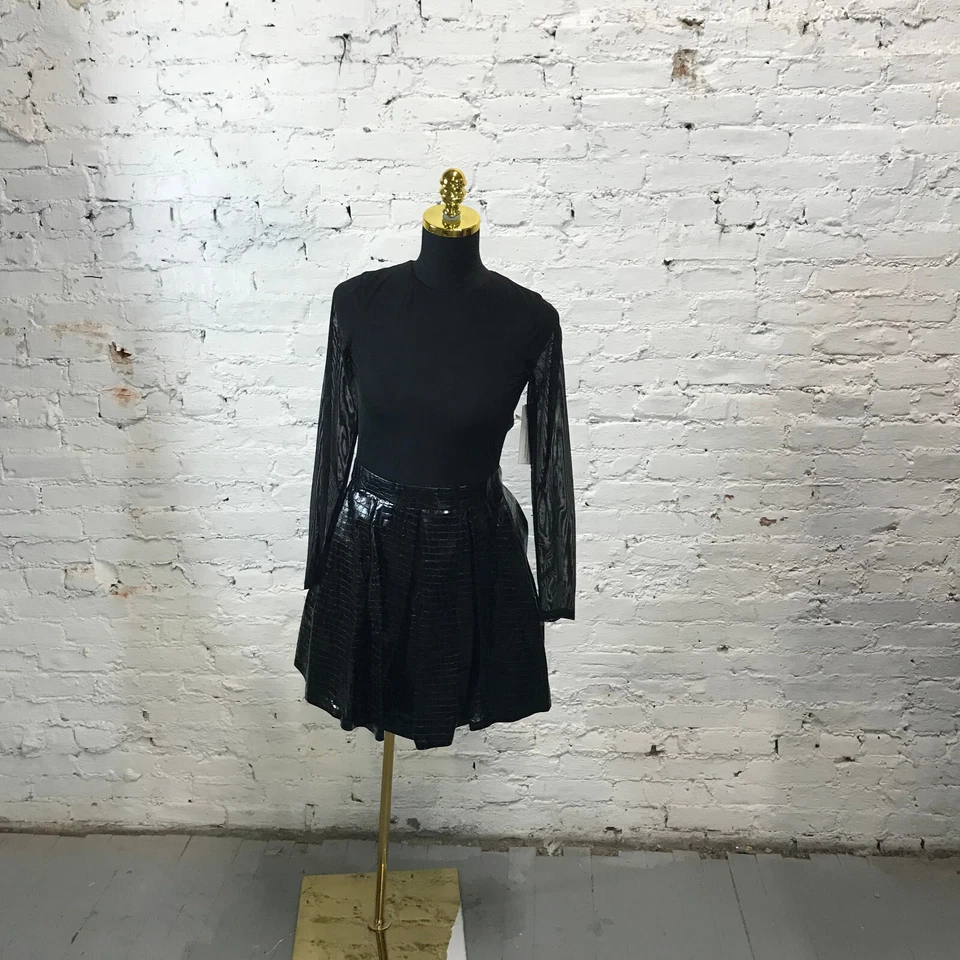 Alice + Olivia Dress Womens 0 Chara Faux Leather Dress Black Casual Ladies - Image 1 of 4