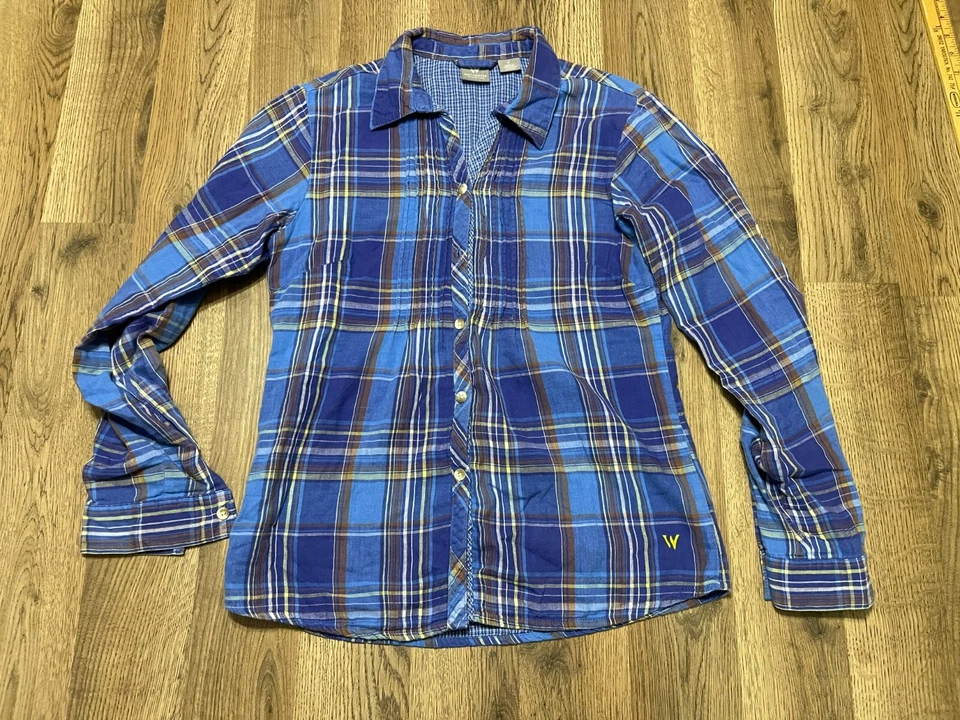 White Sierra Shirt, Women's Size Medium, Blue, Plaid, Button Up, Long Sleeve - Image 1 of 4