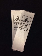 Etiquette norme CE a coudre pour gants de moto 1KP version basique