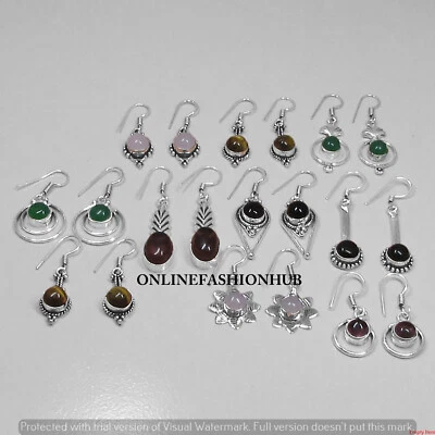 Lote de pendientes granate y mezcla de piedras preciosas enchapados en plata de ley 925 al por mayor para mujer Foto 1 de 3