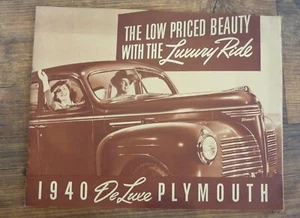 1940 40 Plymouth Deluxe Car Dealer Sales Brochure Features Specification OEM - Picture 1 of 7