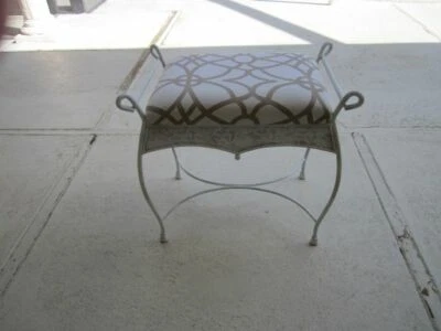 Taburete de tocador de banco de hierro fundido vintage asiento lateral tapizado Foto 1 de 4