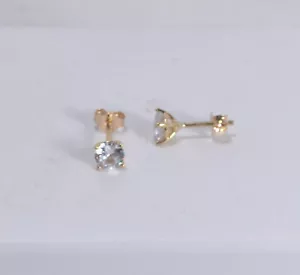 ORECCHINI ORO GIALLO 14 KT CON ZIRCONNE TONDO 5 mm A PRESSIONE OGHT 0788 - Foto 1 di 3