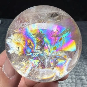 Rarity Natural golden rutilated quartz Rainbow Sphere Healing Crystal Ball 49mm - Picture 1 of 8