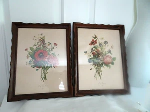 Impresiones florales botánicas de T. L. Prevost - 1949 - marcos de caoba - debajo del vidrio - - Imagen 1 de 10
