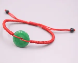 Real Jade Jadeite Bracelet Luck Button Red Rope Chain For Women Female Gift - Picture 1 of 3