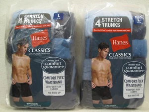 2 NIP~Hanes Classics Men's Cotton Stretch Trunks 4 Pack L (36-38) Underwear - Picture 1 of 9