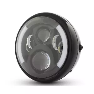 7" Gloss Black LED headlight daymaker cafe racer bobber project custom Harley - Bild 1 von 6