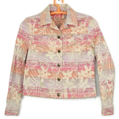 Jamaica Bay Jacket Blazer Petite Small PS Pink Peach Orange Gold Floral Button - Image 1 of 4
