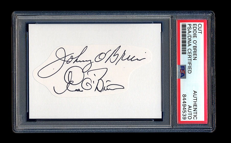 EDDIE JOHNNY O'BRIEN TWIN BROTHERS SIGNED CUT PSA/DNA AUTO PITTSBURGH PIRATES - Image 1 of 1