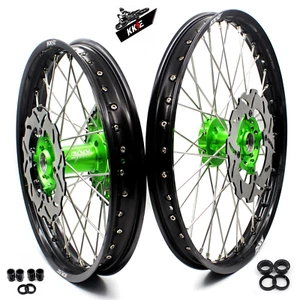 KKE 21-19in. Wheels Rim set Fit KAWASAKI KX125 KX250 1993-2002 Silver Nipples - Bild 1 von 12