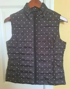 NWT Ann Taylor LOFT Colebrook black/white polka dot puffer vest, Size XS - Picture 1 of 5