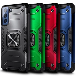 For Samsung Galaxy S21 FE 5G Case Shockproof Ring Stand Cover w/ Tempered Glass - Picture 1 of 31
