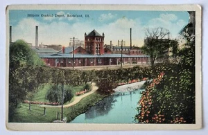 Rockford IL Illinois Central Depot Train Station Vintage Postcard C7 - Picture 1 of 2
