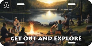 GET OUT AND EXPLORE CAMPER CAMPING OUTDOOR PERSONALIZATION METAL LICENSE PLATE N - Picture 1 of 4