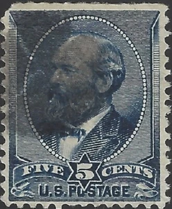 US Scott #216 Used VF 5 cent 1888 James Garfield Stamp CV 20.00 - Picture 1 of 1