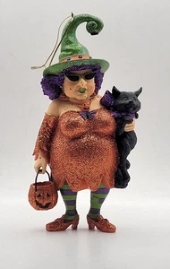 Retired W/Tag December Diamonds "Zelda"  Witch & Black Cat Ornament 7"× 3.5" - Picture 1 of 14