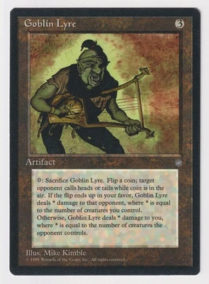 Dark Print Goblin Lyre LP Ice Age 1995 MTG Magic Misprint Vintage Rare Artifact! - Image 1 of 2
